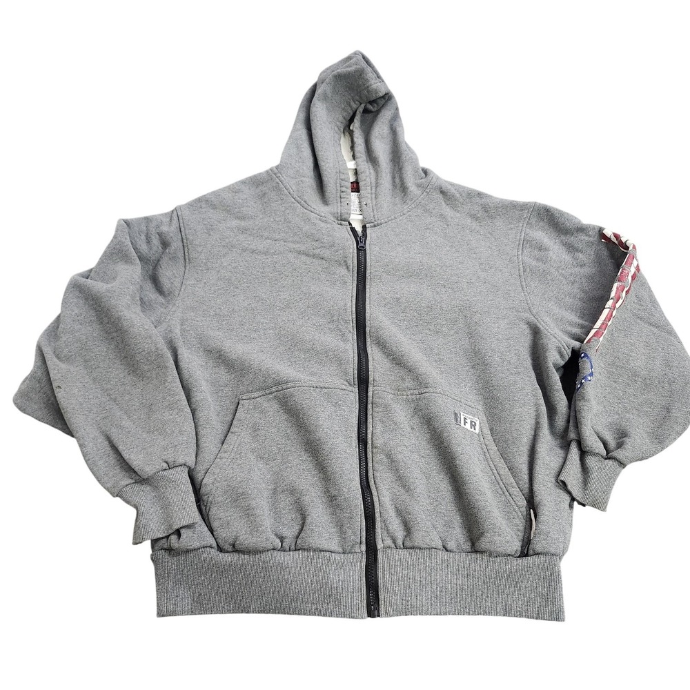 Wolverine Hoodie Mens XL FireZero FR Gray Flame Resistant Graphic Sleeve EUC